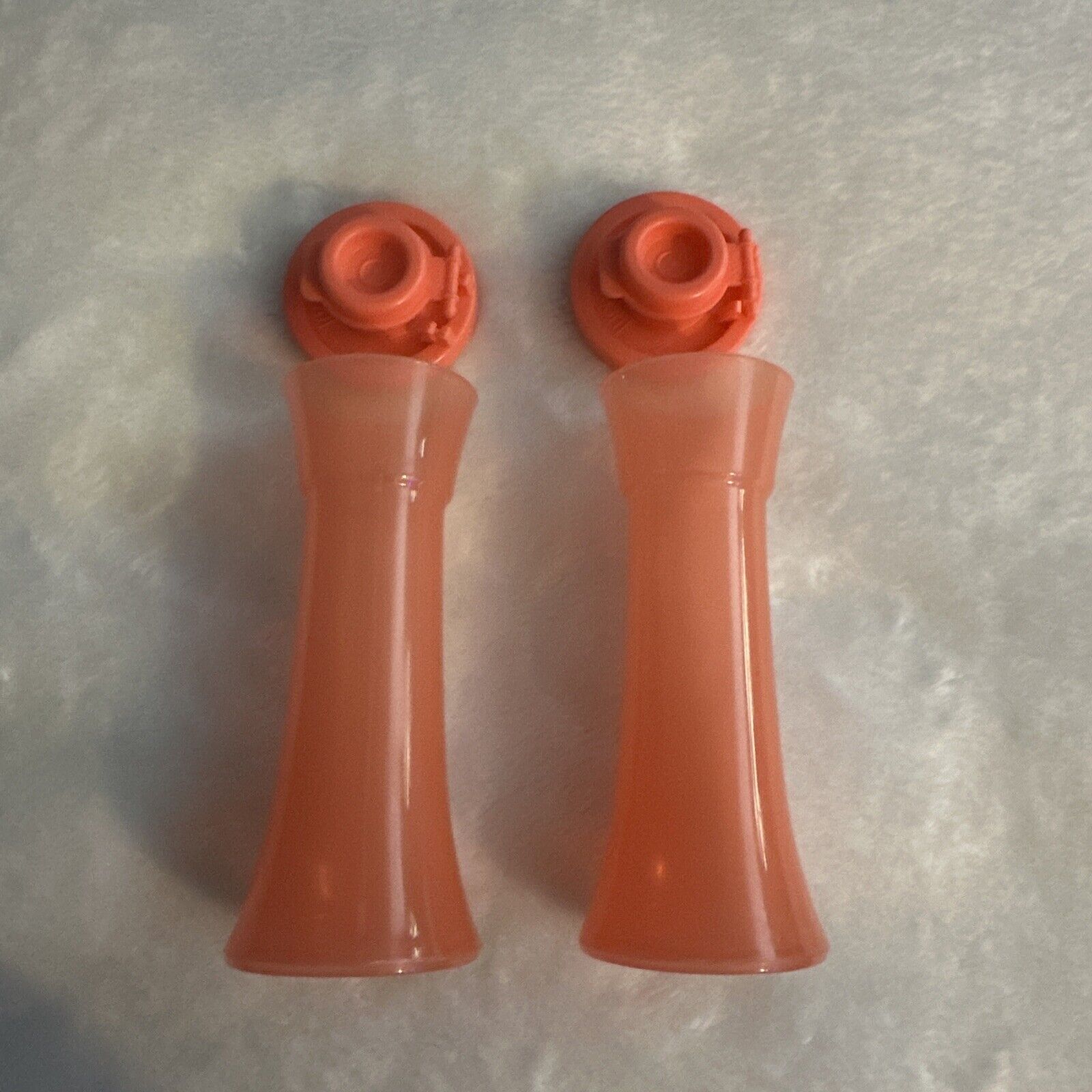 Tupperware Small Hourglass Salt & Pepper Shaker Set Coral w/ Matching Seal New