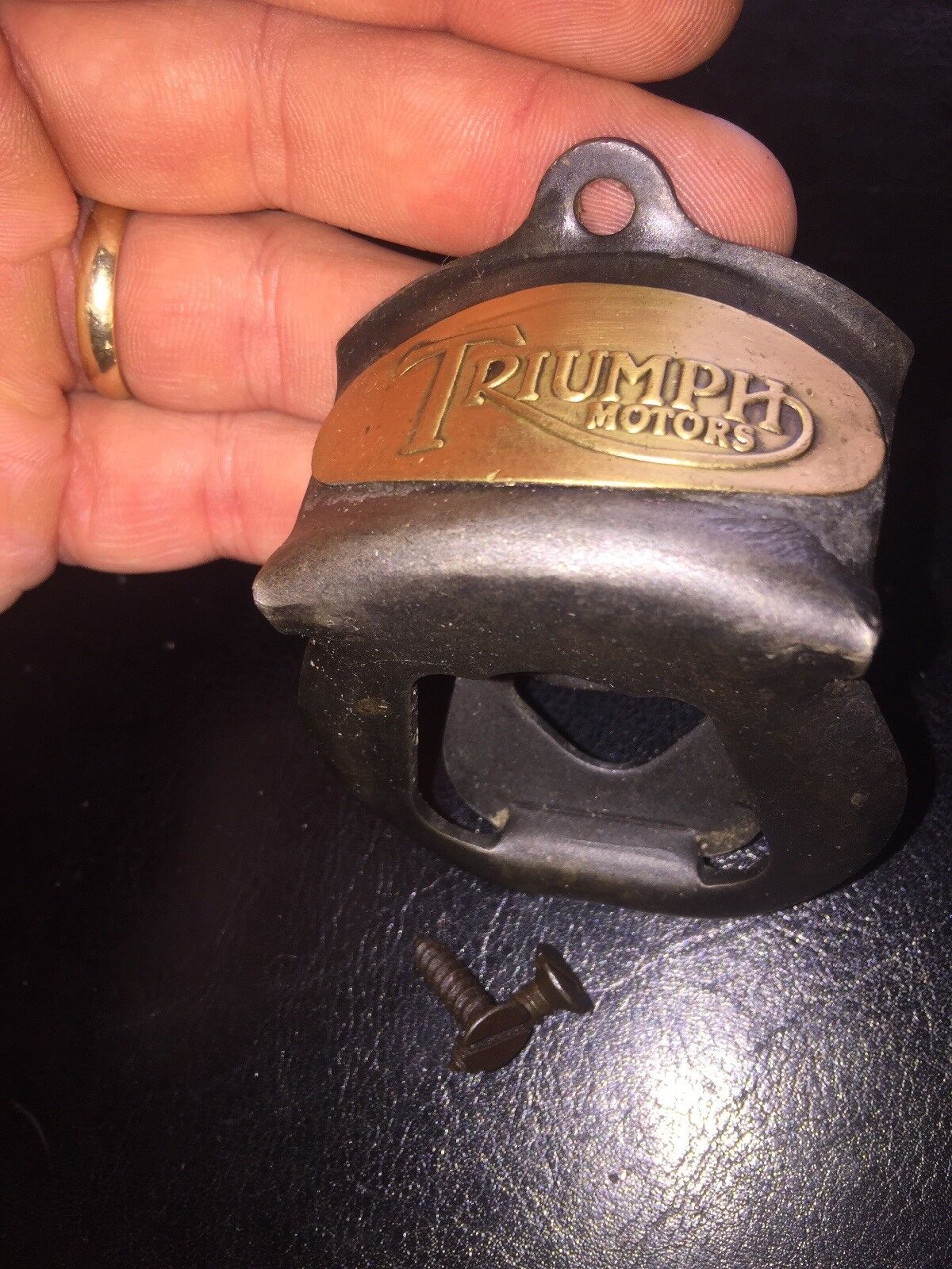 Triumph Motorcycle Bottle Opener Patina Collector Beer Brewery METAL Blemishes