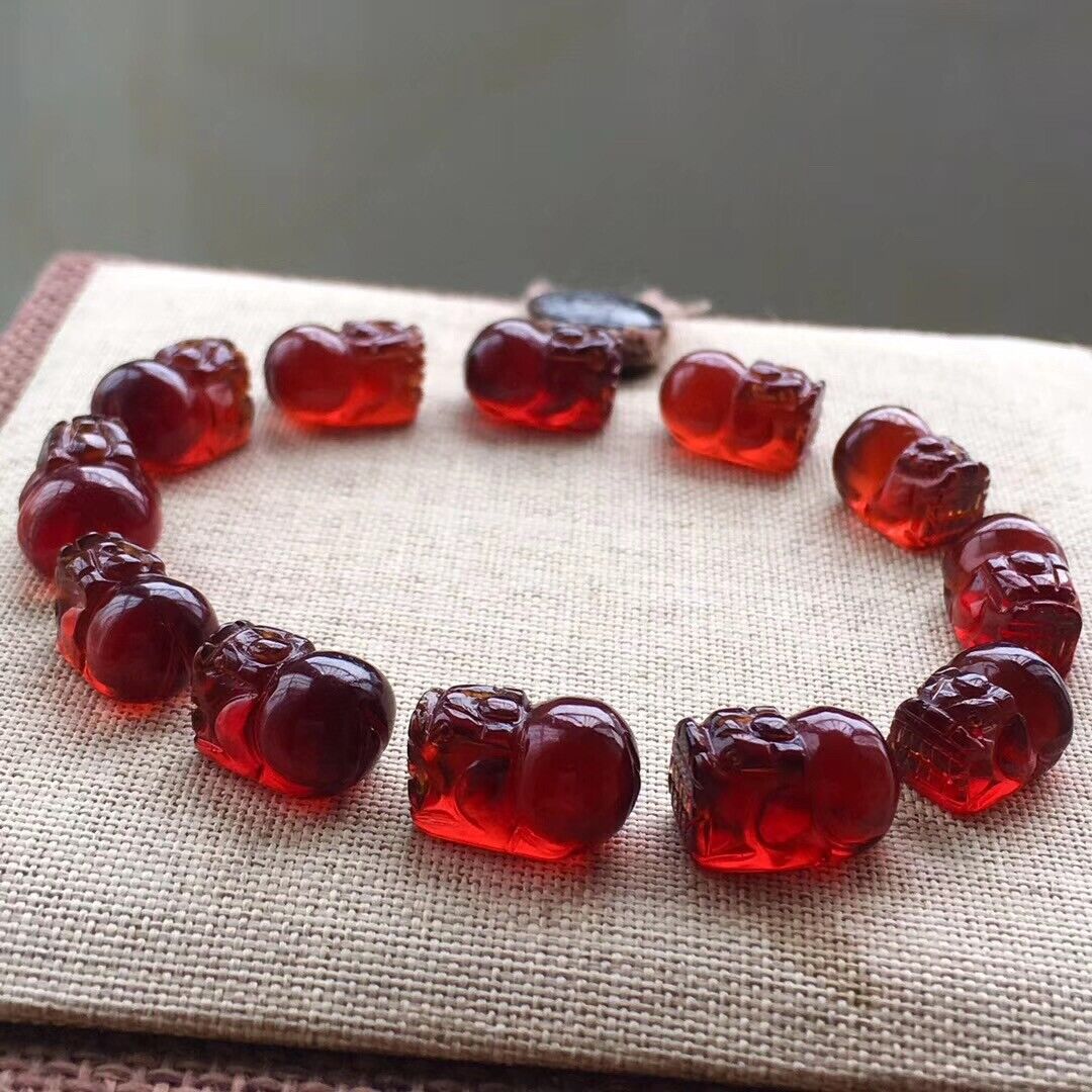 12.5*9*8mm Natural Orange Red Garnet Crystal Pi Xiu Bracelets AAAA