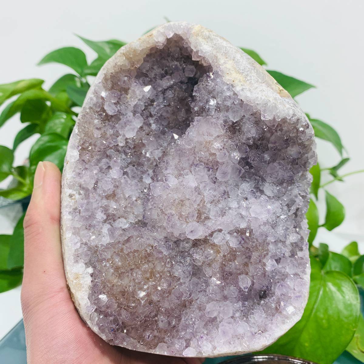 986g  Natural Amethyst Geode Quartz Mineral Specimen Crystal Energy Reiki Decor 
