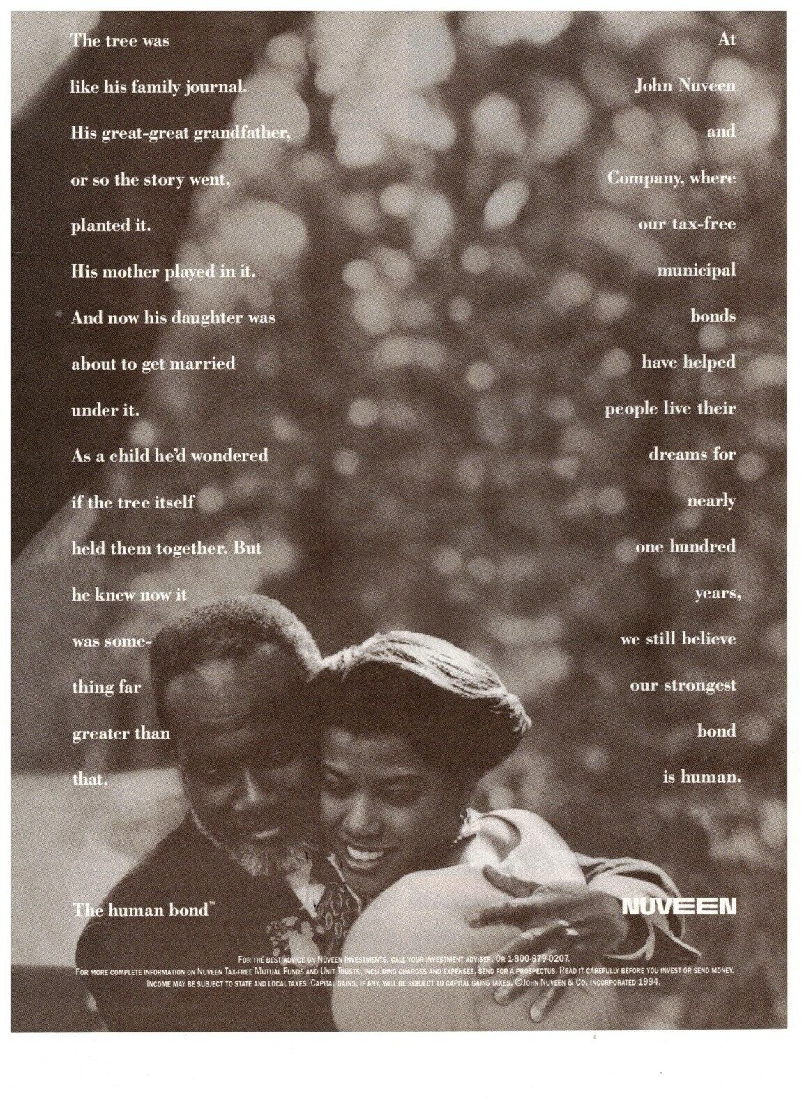 Nuveen The Human Bond Tree Was Like Family Journal Vintage 1995 Print Ad