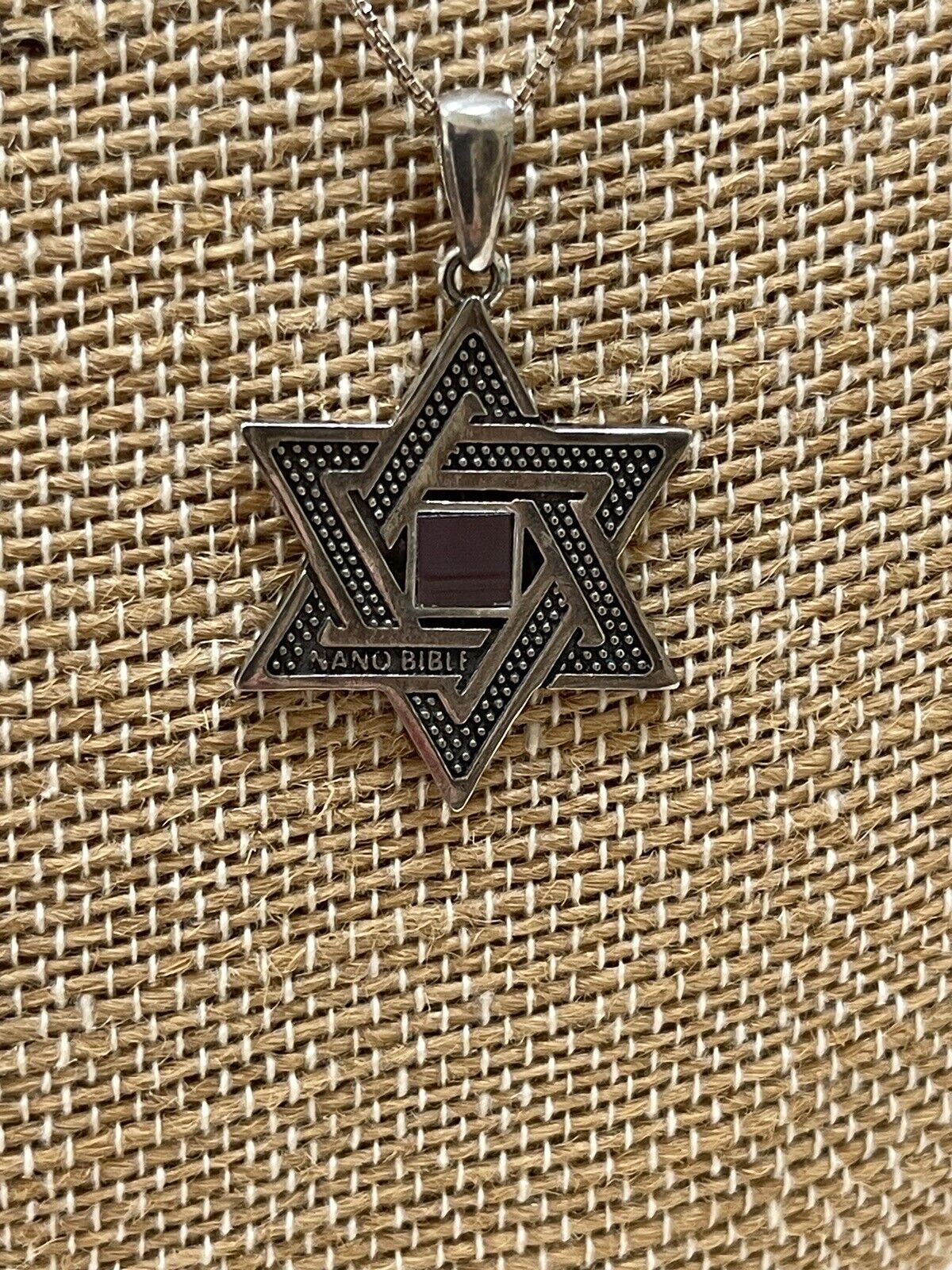 Jewish  Star of David Nano Sim Old Jewish Bible TANAKH Sterling Silver Necklace