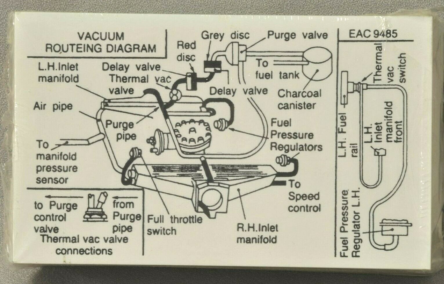 Jaguar Vacuum Routing Diagram Sticker EAC-9485  V12 Genuine Jaguar. NEW