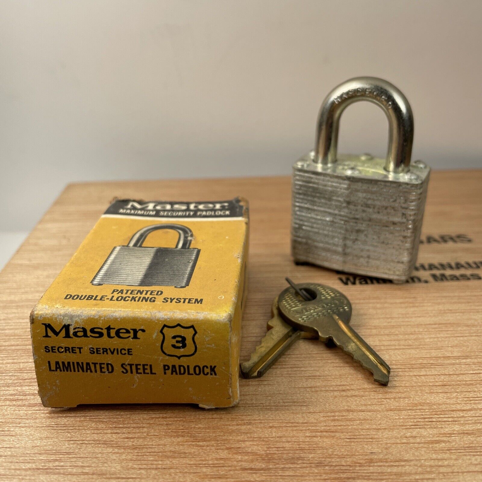 Vintage Master Lock Secret Service PadLock  No.3 Original Box