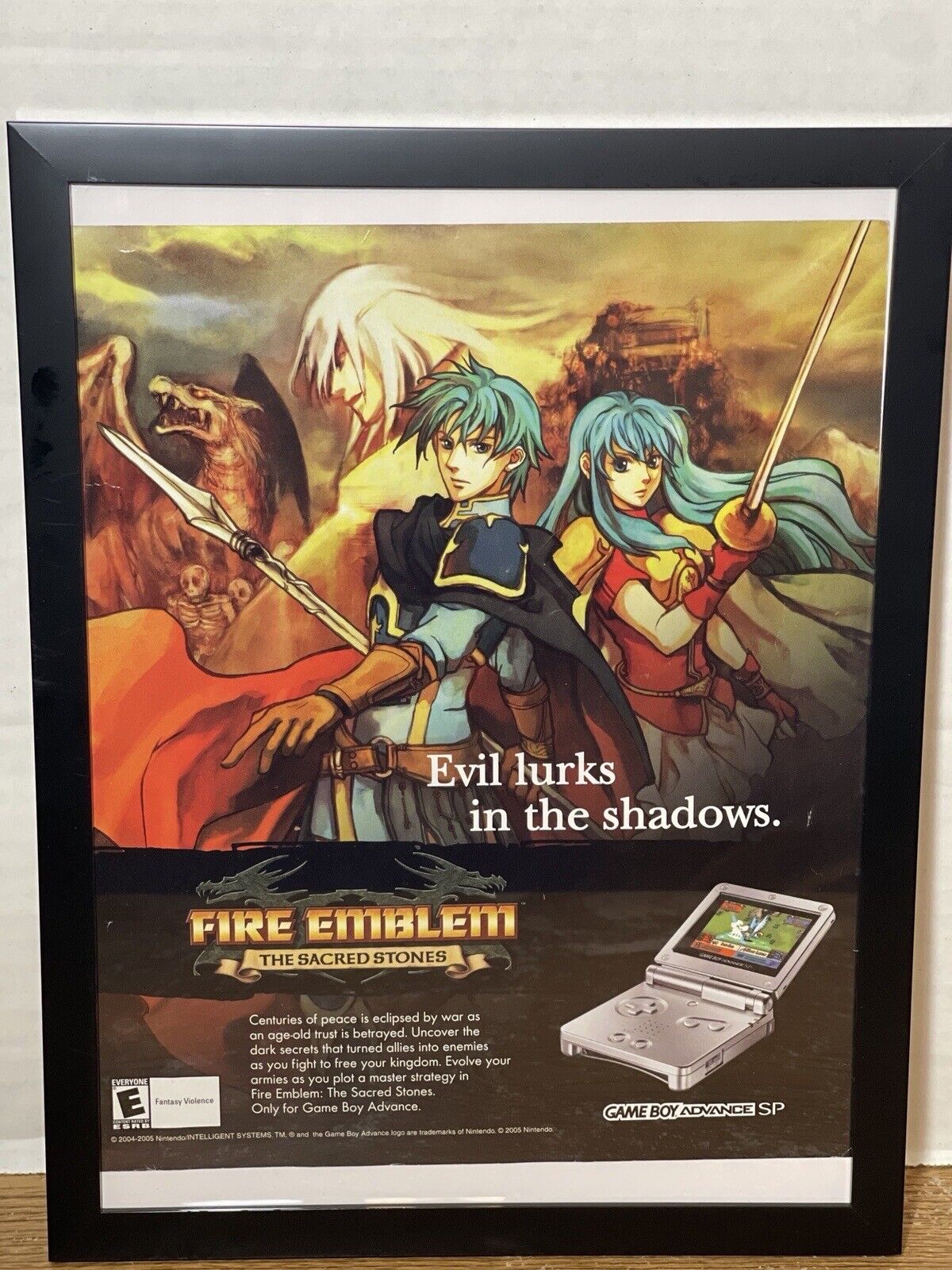Fire Emblem Sacred Stones GBA Original 2003 Ad Authentic Nintendo Game Framed