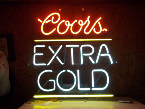 Coors Extra Gold Neon Sign Real Glass Beer Bar Pub  Wall Decor 19x15