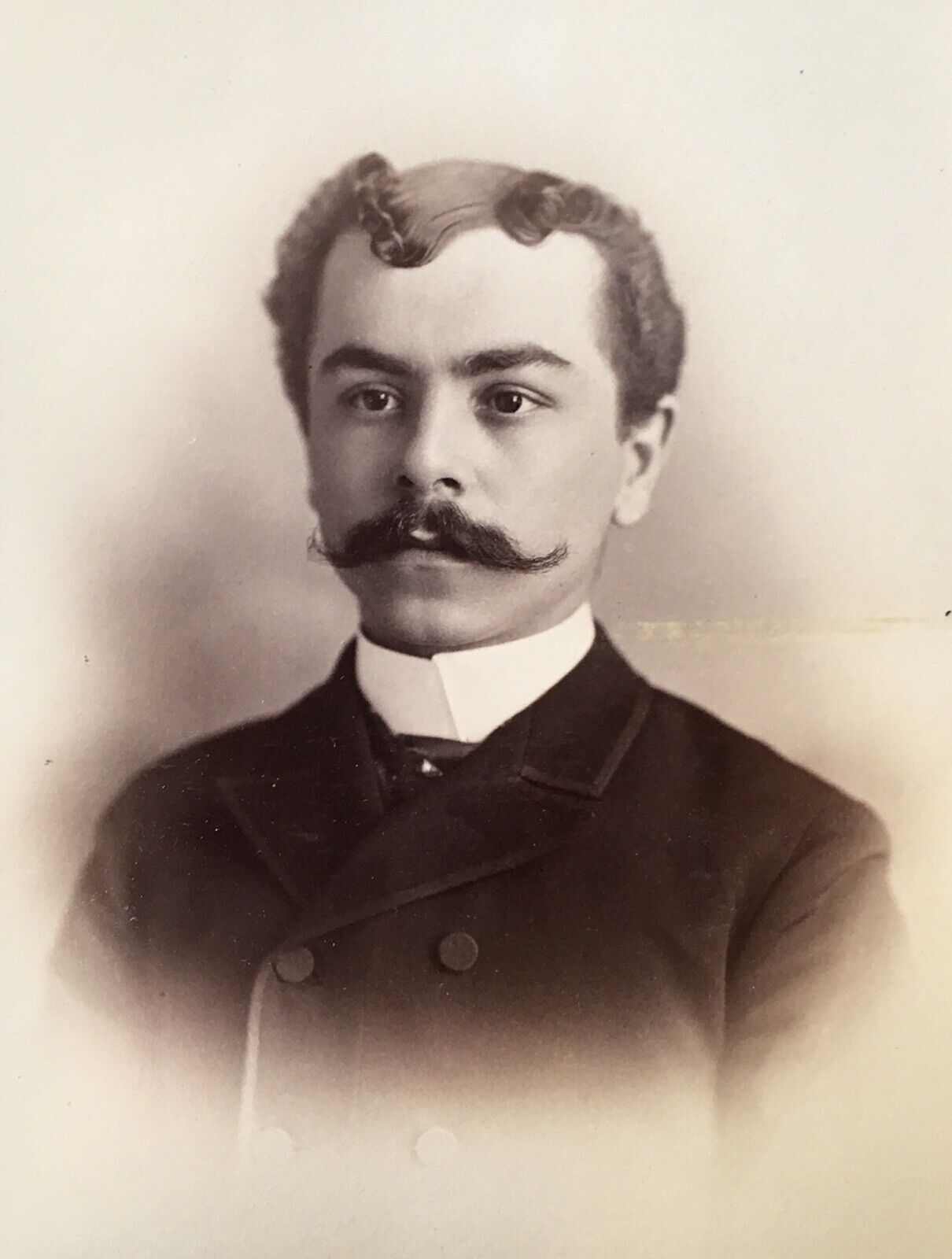1900’s Young Elegant  Man With Dandy Mustache VTG CABINET CARD PHOTO Troy NY
