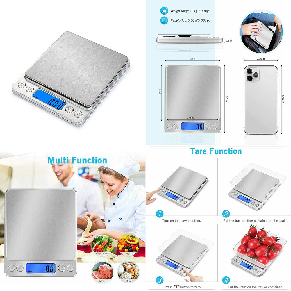 US High Accuracy Cooking Scale Digital Scale 3000gx0.1g Jewelry Gold Silver Coin