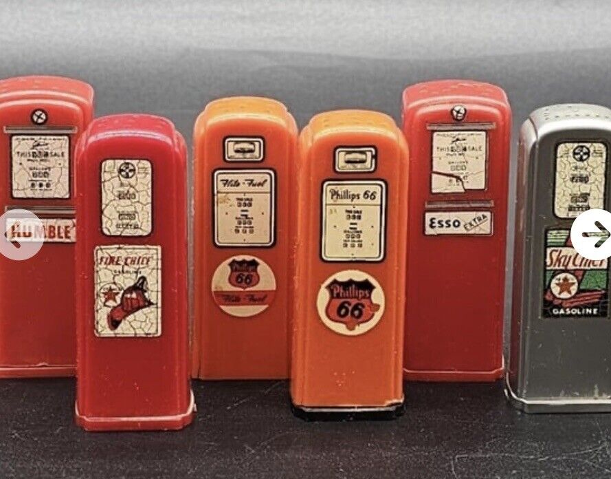 Vintage PHILLIPS 66 Gas Pump SALT & PEPPER SHAKERS ADVERTISING SUTTON NEBR
