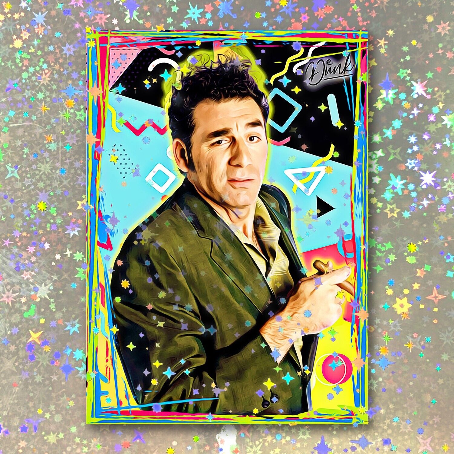 Cosmo Kramer Holographic 90s Character Sketch Card Limited 1/5 Dr. Dunk Signed