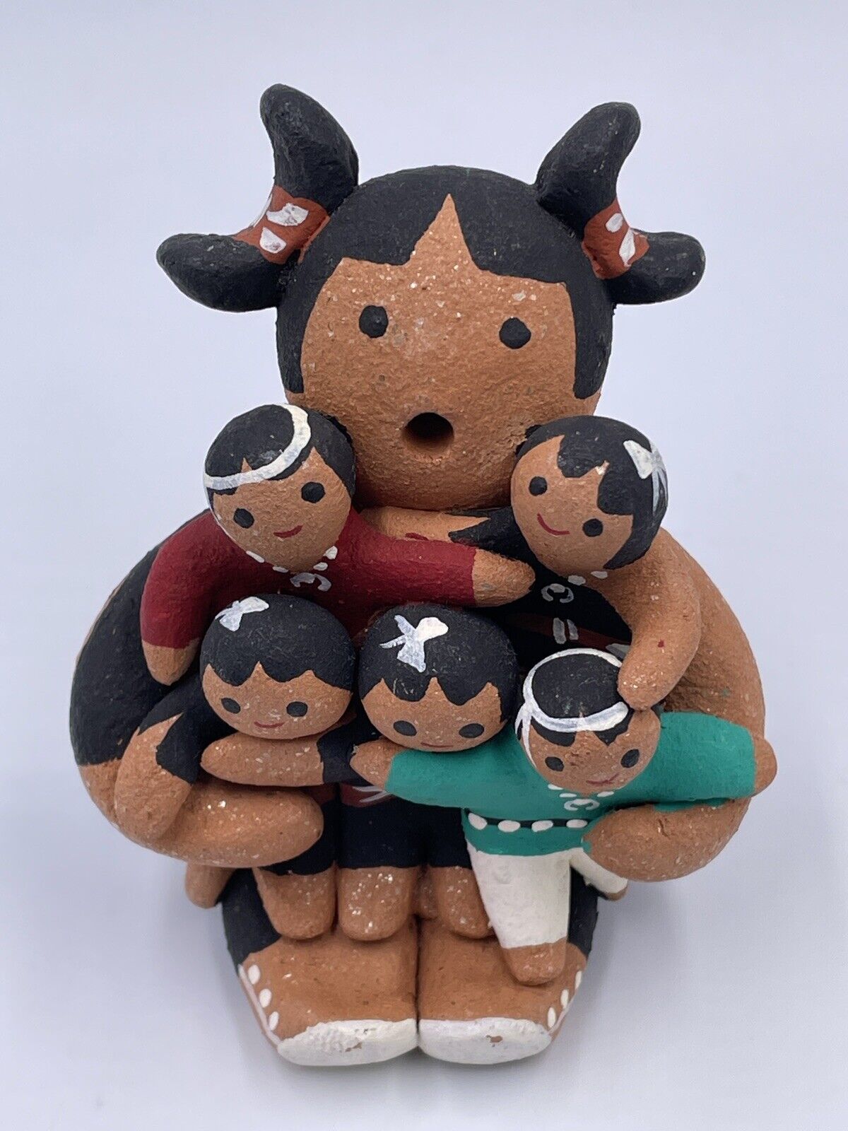 Margaret Quintana Cochiti Pueblo Pottery Storyteller 5 Children Signed 3.5”