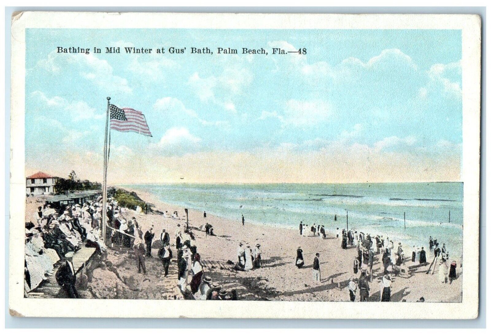 c1920 Bathing Mid Winter Gus Bath Palm Beach Florida FL Vintage Antique Postcard