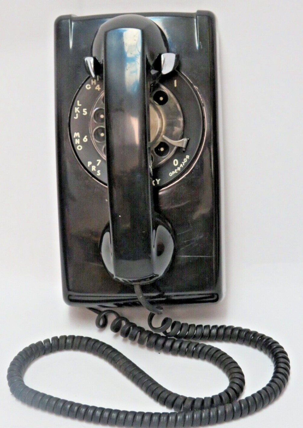 1960's 70's Northwestern Bell System Black Corded Rotary Wall Telephone Untested