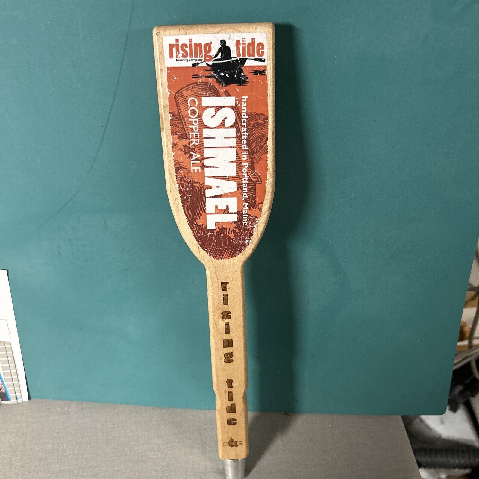 Ishmael Copper Ale Rising Tide Portland ME Wooden Beer Tap Handle Approx 13”