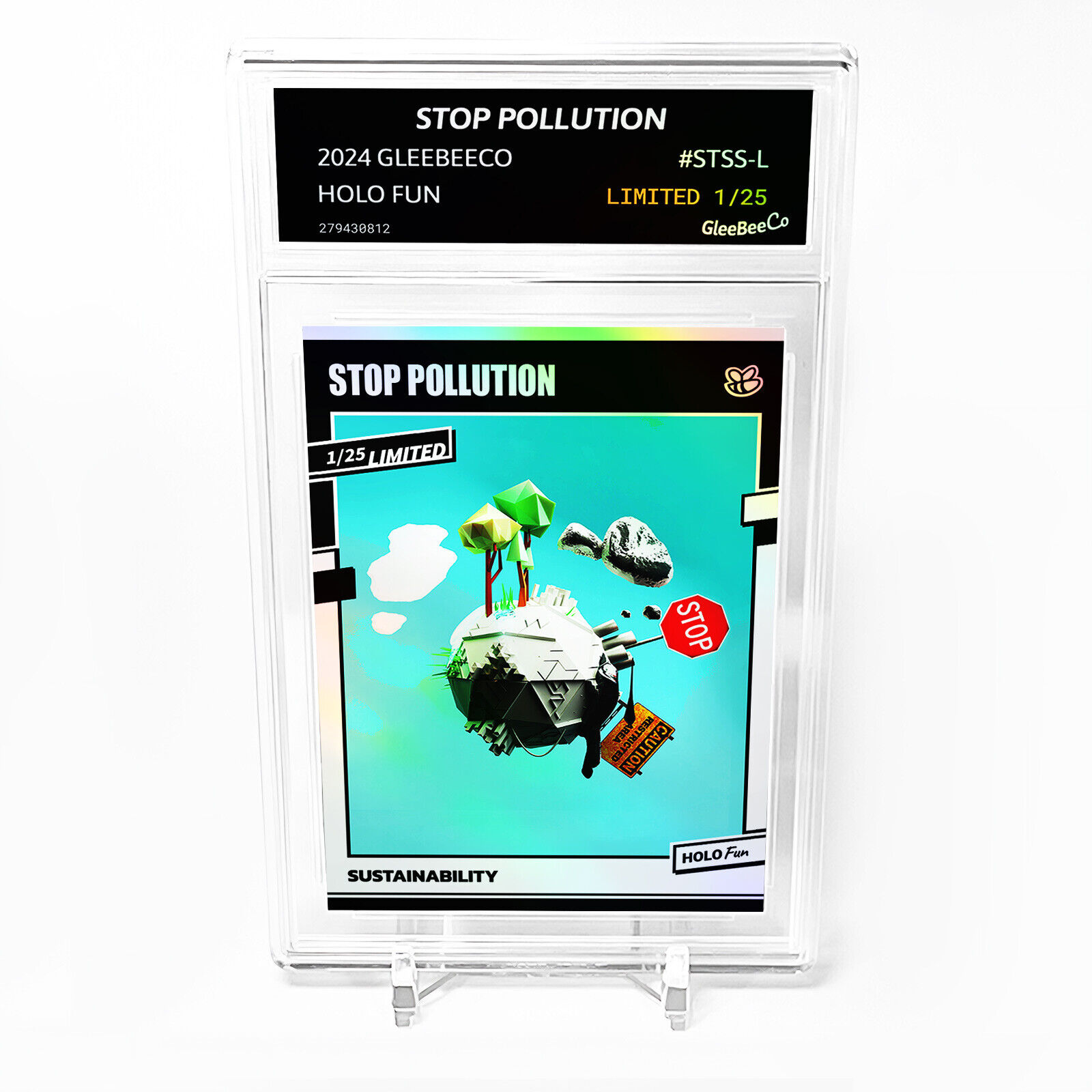 STOP POLLUTION Art Card 2024 GleeBeeCo Holo Fun Slabbed #STSS-L /25