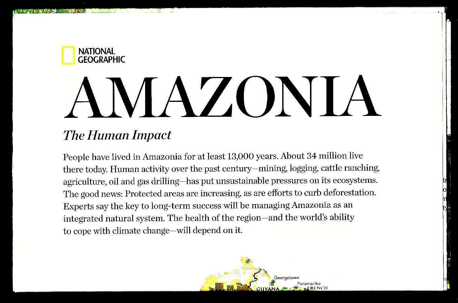 ⫸ 2015-11 AMAZONIA The Human Impact AMAZON National Geographic Map - A3
