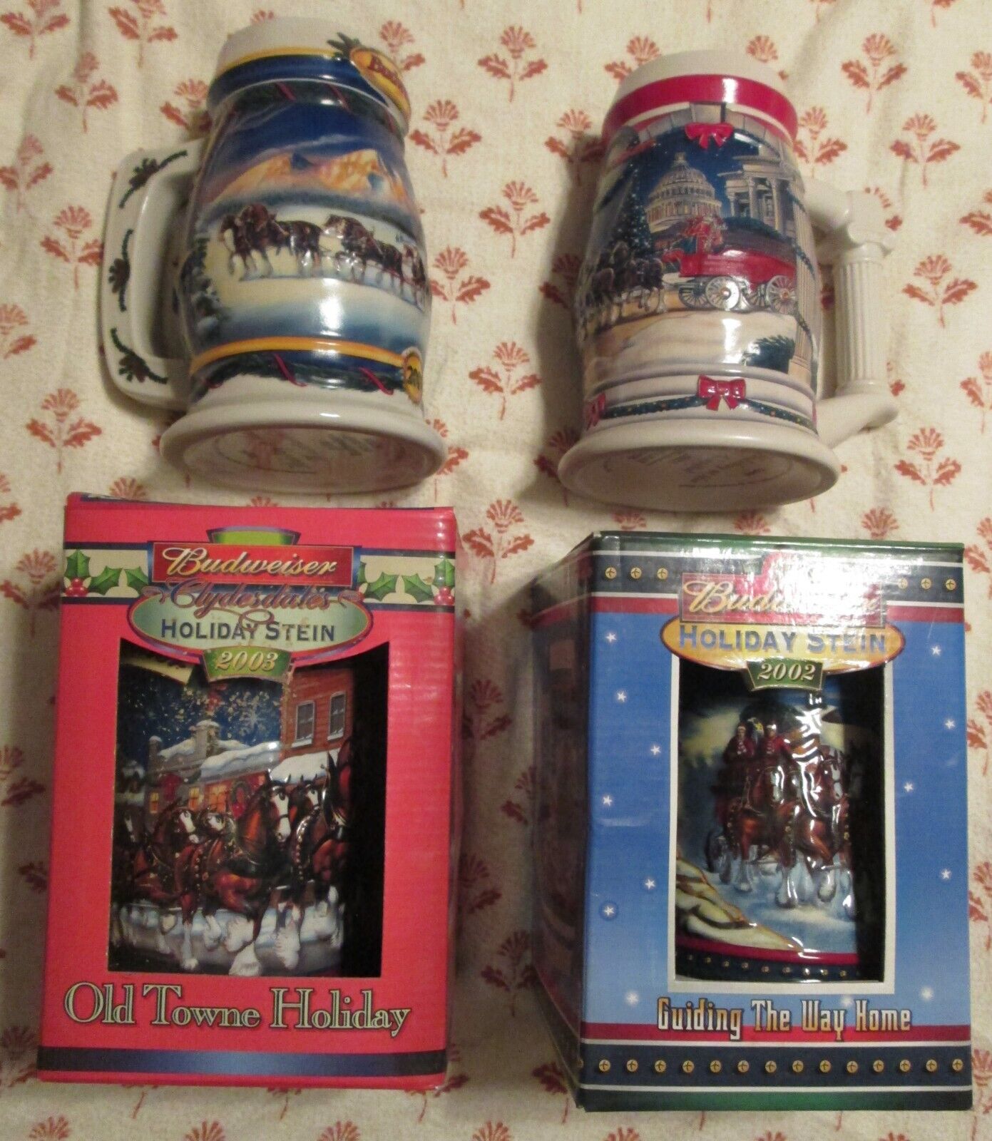 BUDWEISER HOLIDAY Collector STEINS (SET OF 4) 2000 2001 2002 2003