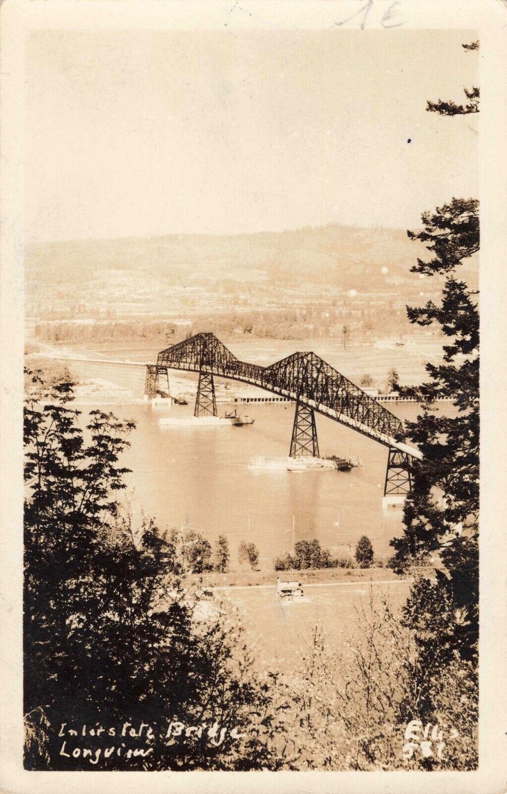 Interstate Bridge Columbia River Longview Washington WA c1930s Real Photo RPPC