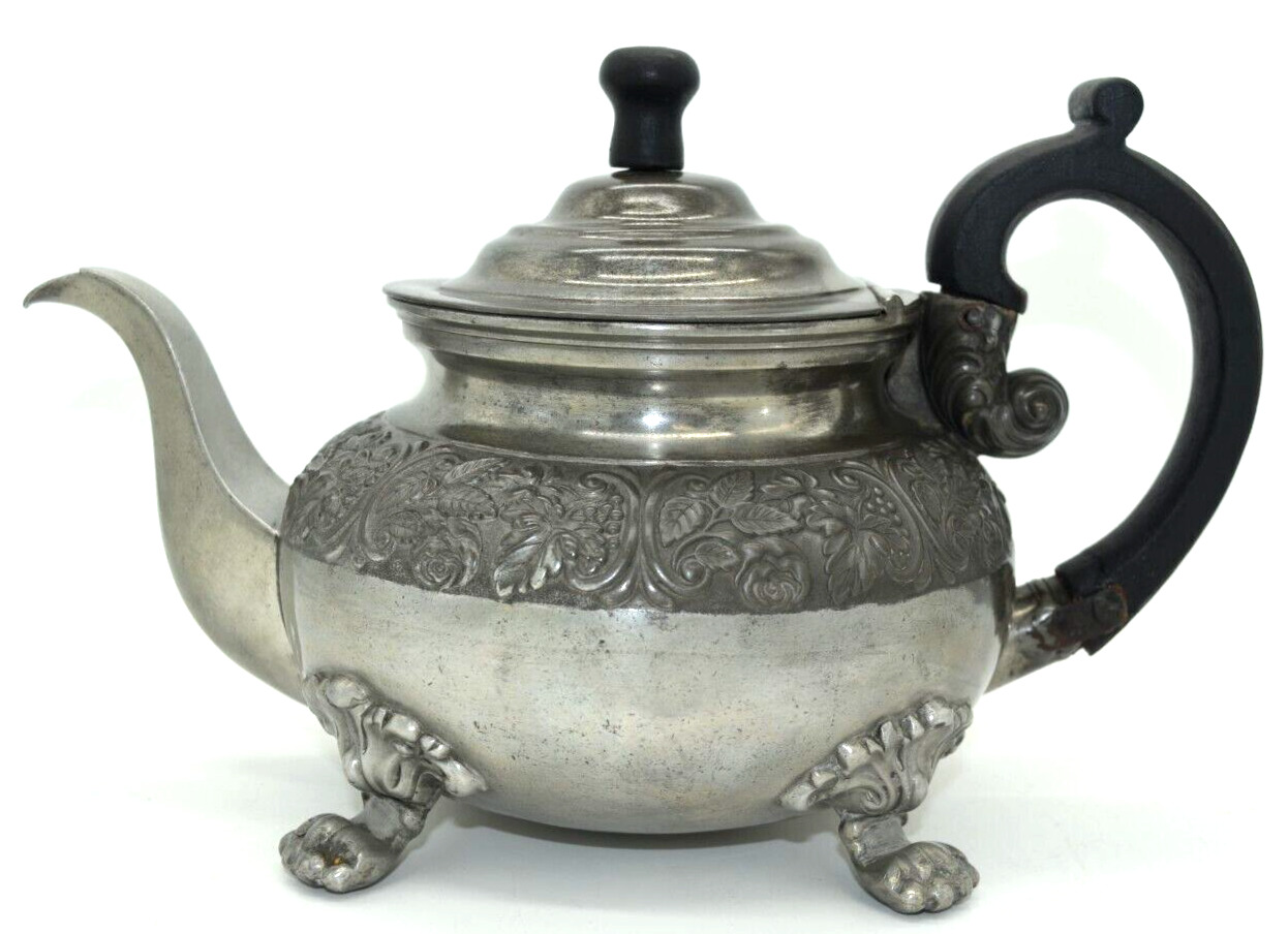 Antique English Dixon and Son 1850\'s Pewter Tea Pot Kettle Very Rare Find