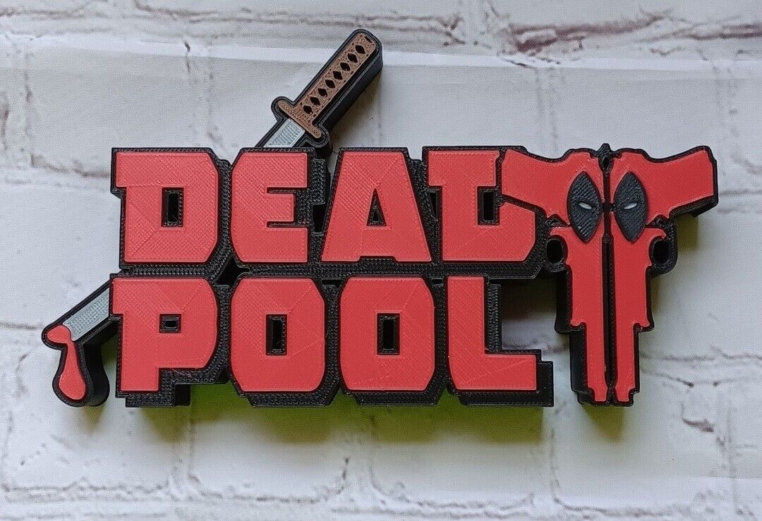 3D Printed Deadpool Desktop Display Logo Stand Wall Decor 