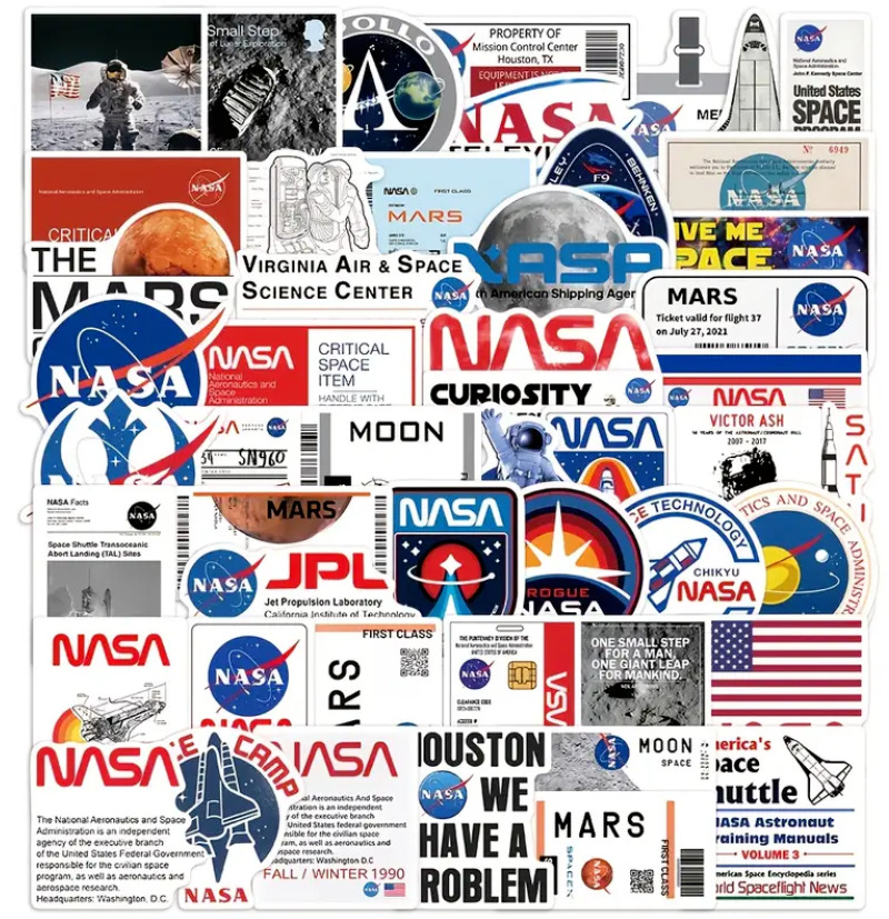 50 pcs Space Astronaut NASA Mission Vinyl Sticker/Decal Lot Assortment NEW
