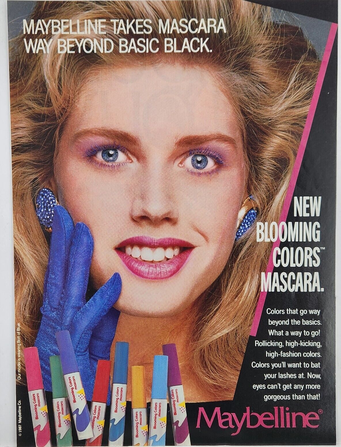 1987 Maybelline Mascara Blooming Colors Vintage Print Ad