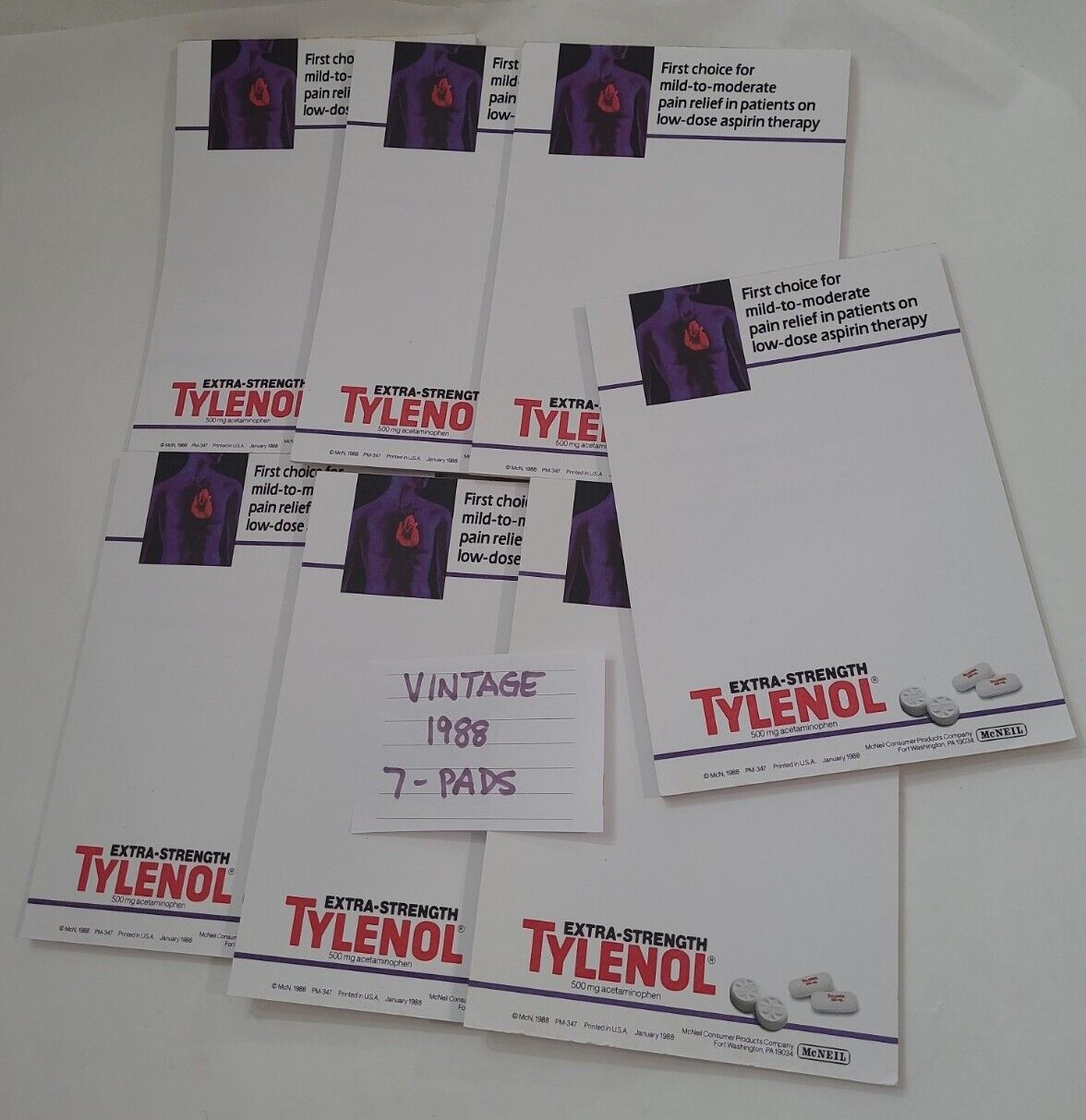 Extra Strength Tylenol Doctor Note Pad Vintage 1988 USA McNeil 1980's Movie Prop