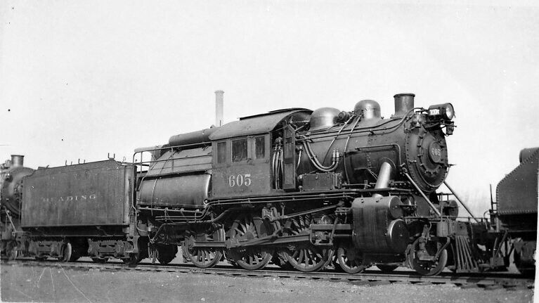 RDG reading railroad 4-6-0 camelback 605 negative 2.5 x  4.75