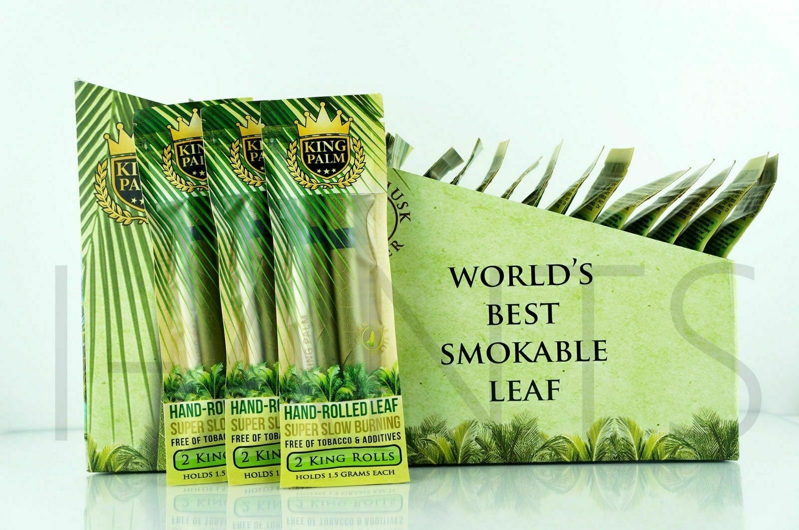 6X KING PALM WRAPS KING SIZE 100% LEAF ROLLS WITH CORN HUSK FILTER