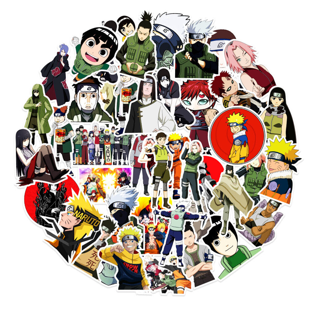 50 Pcs Stickers Naruto Uzumaki Anime Skateboard Luggage Phone Laptop Car Vinyl