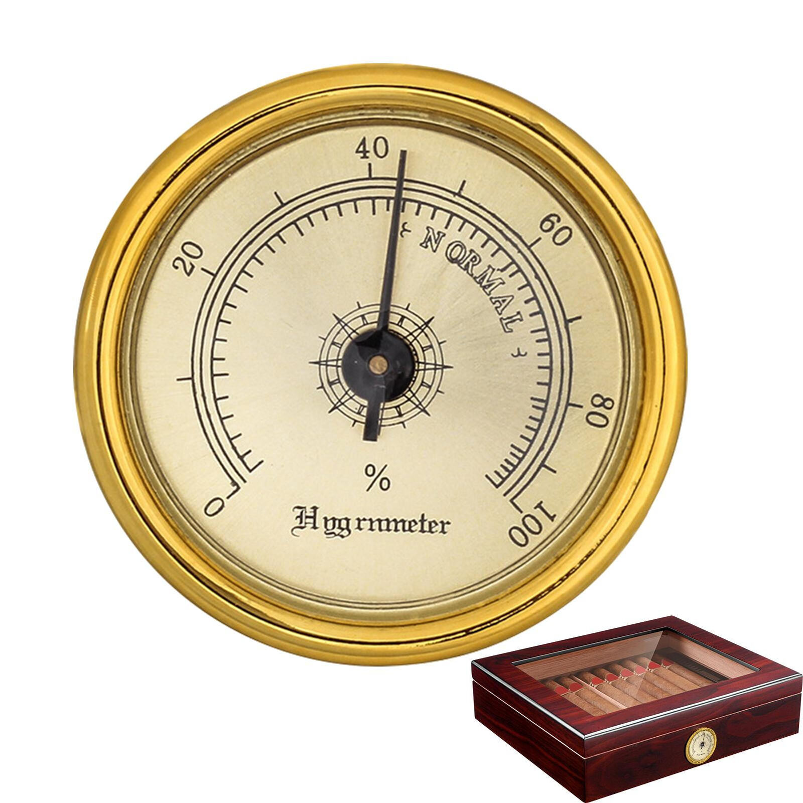 2X Brass Analog Hygrometer Hygrometer Humidity Gauge Analog Humidor Hygrometer