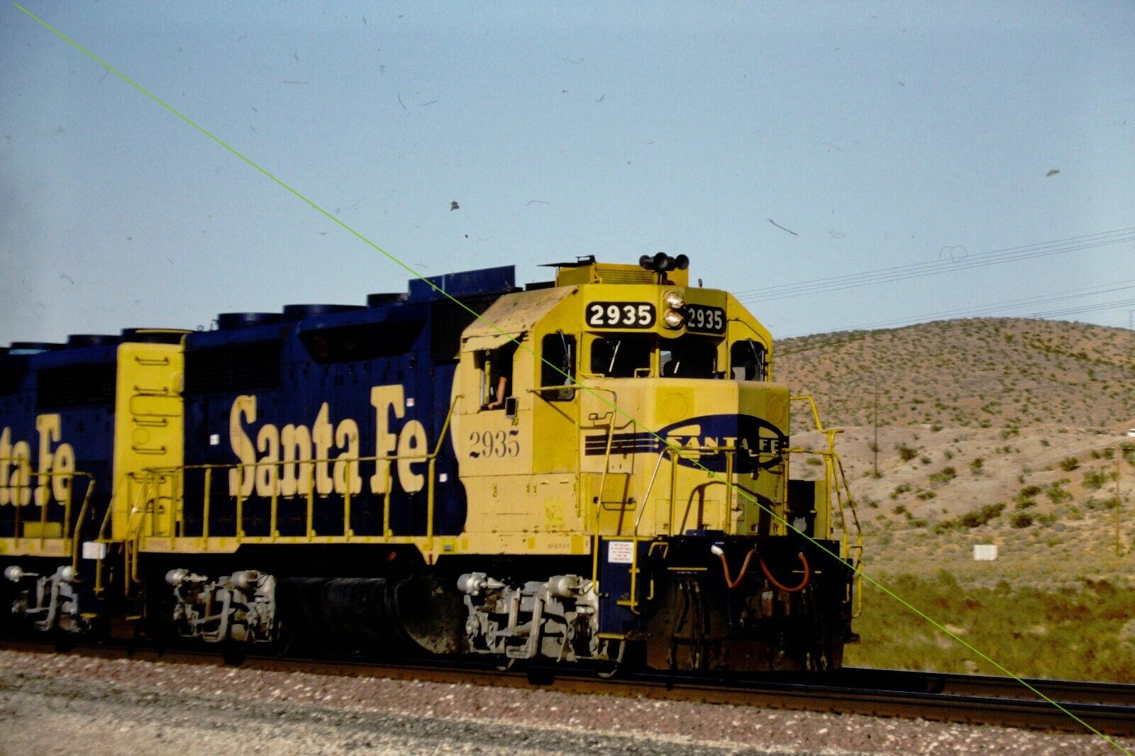Santa Fe 2935 ATSF orig railroad slide GP35 Oro Grande, CA