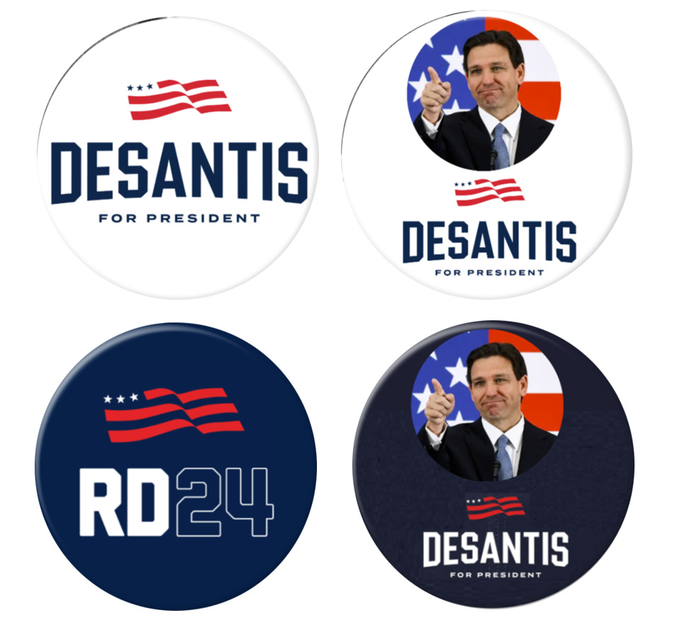 Ron DeSantis 2024 pins - DeSantis for President buttons - 4-pack (2.25 inches)