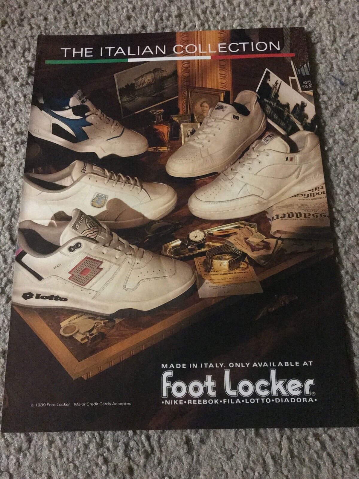 1989 NIKE ITALIAN COLLECTION Shoes Poster Print Ad REEBOK LOTTO DIADORA FILA 80s