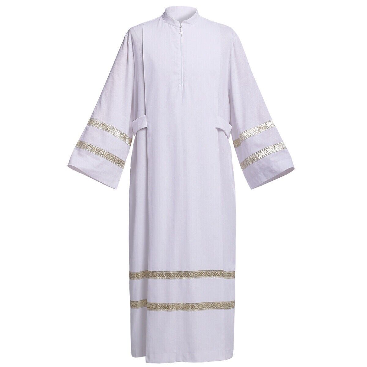 Clergy White Alb Religiouss Pleated Alb Clerical Priest Pastor Robe in Size M