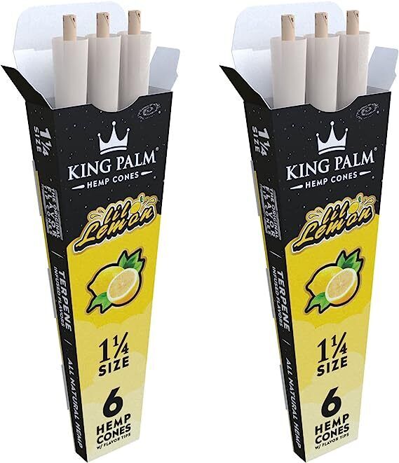 King Palm | 11/4 Size | Lil Lemon | 2 Packs of 6 Each = 12 Rolls