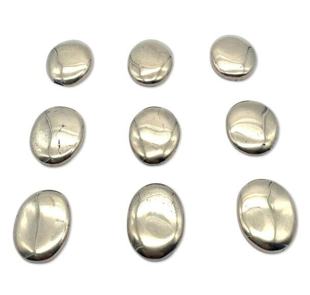 Pyrite oval cabochons worry stones - 1 1/2 inch