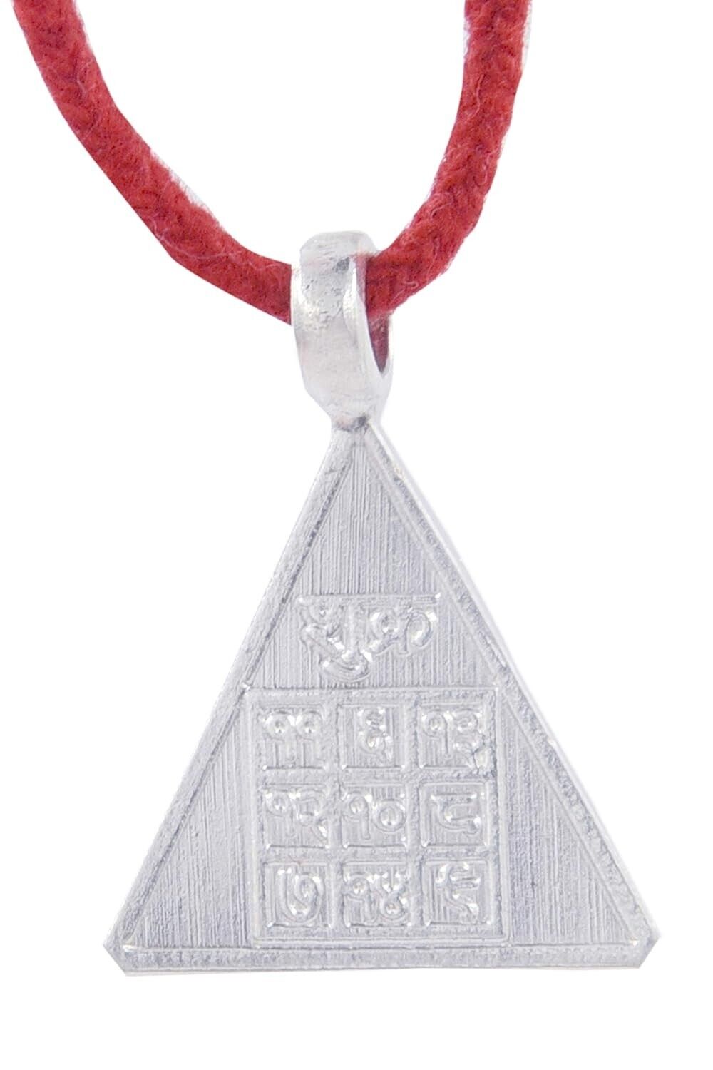 Energised Pure Silver Shukra Yantra Pendant Locket Triangle Shape For Men Women