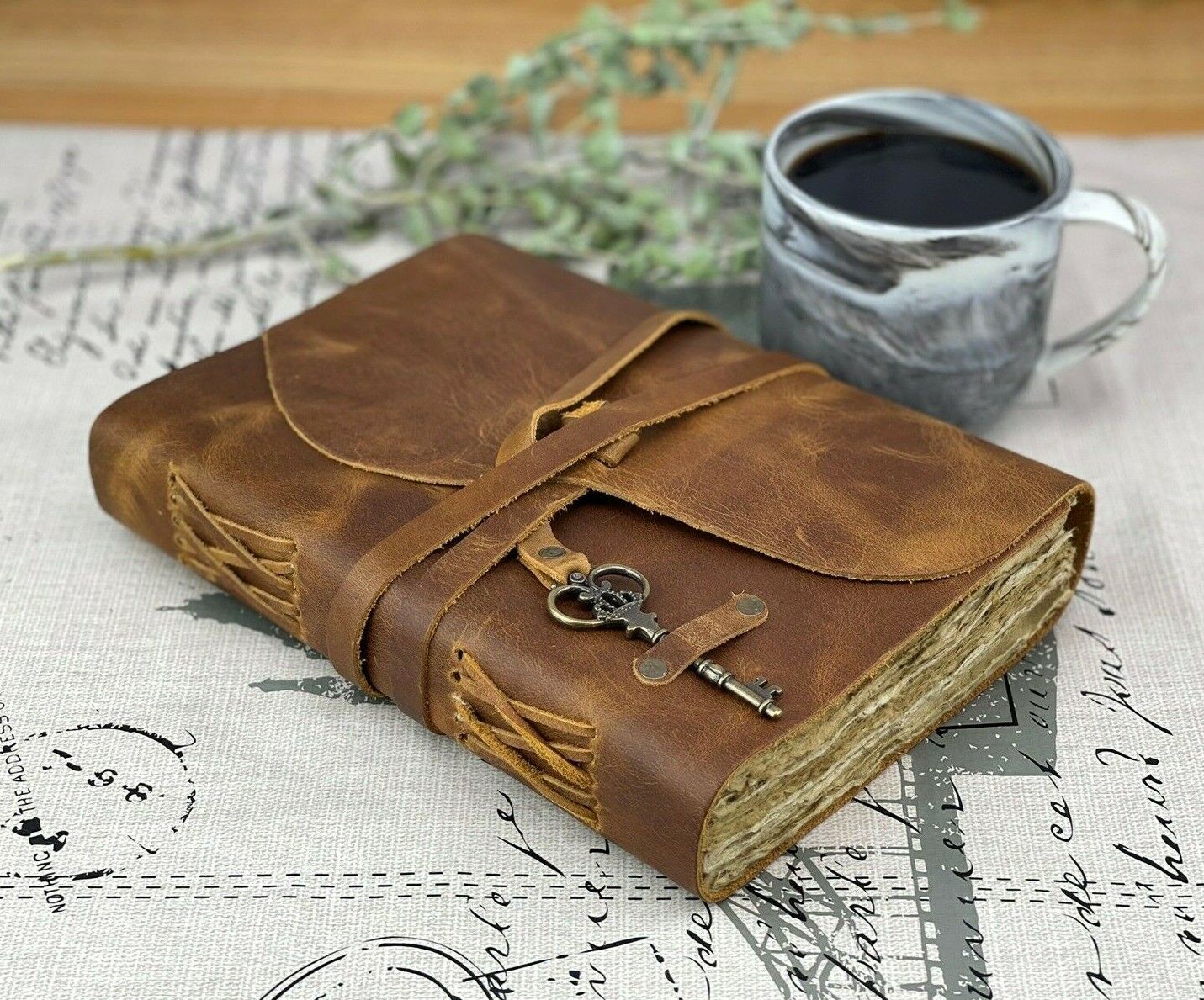 Genuine Leather Journal Vintage Rustic Leather Bound Journal  Deckle Edge Paper