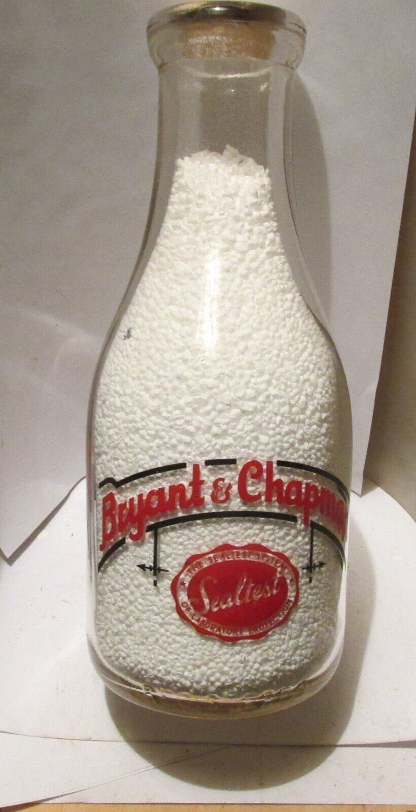 vintage pyro 2 color milk bottle Bryant & Chapman Sealtest try Sour Cream