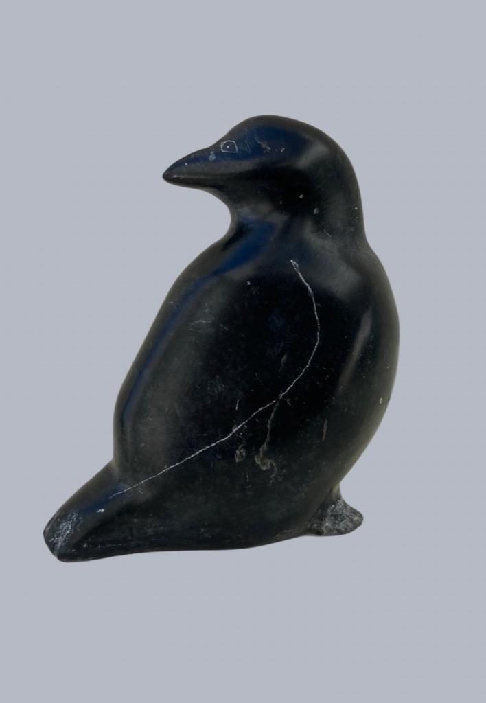 Alaskan Inuit Eskimo Carved Black Raven Soapstone signed artist number w/tag