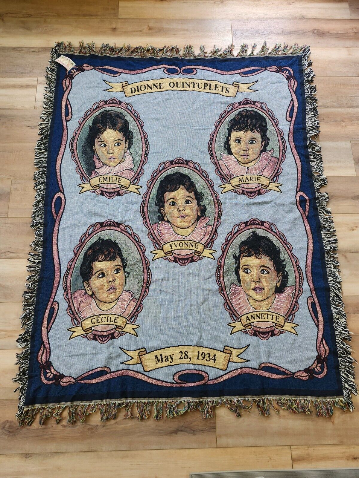 Dionne Quintuplets Woven Blanket - Pristine and Rare