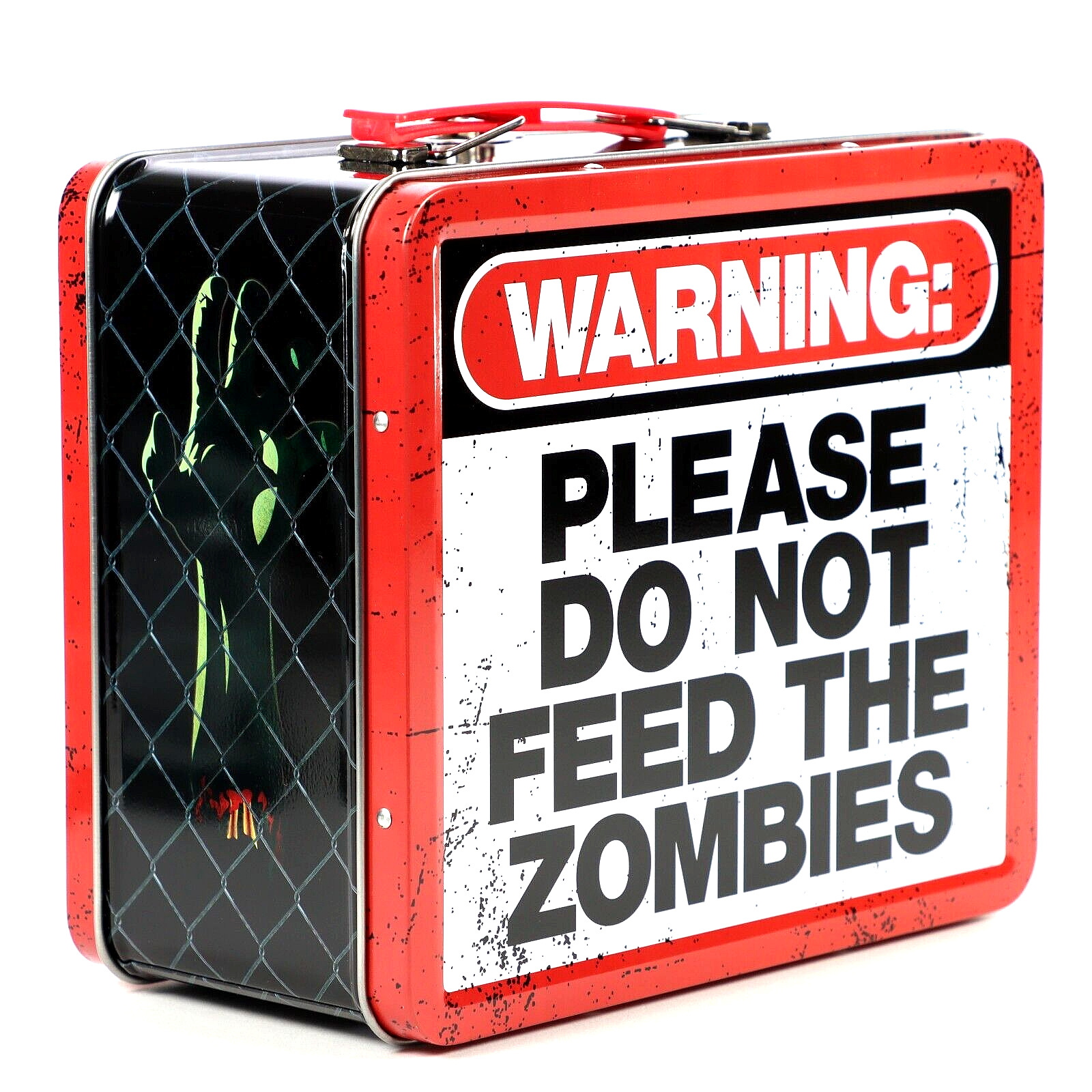 Zombie Warning Please Do Not Feed The Zombies Metal Tin Tote Lunch Box Aquarius