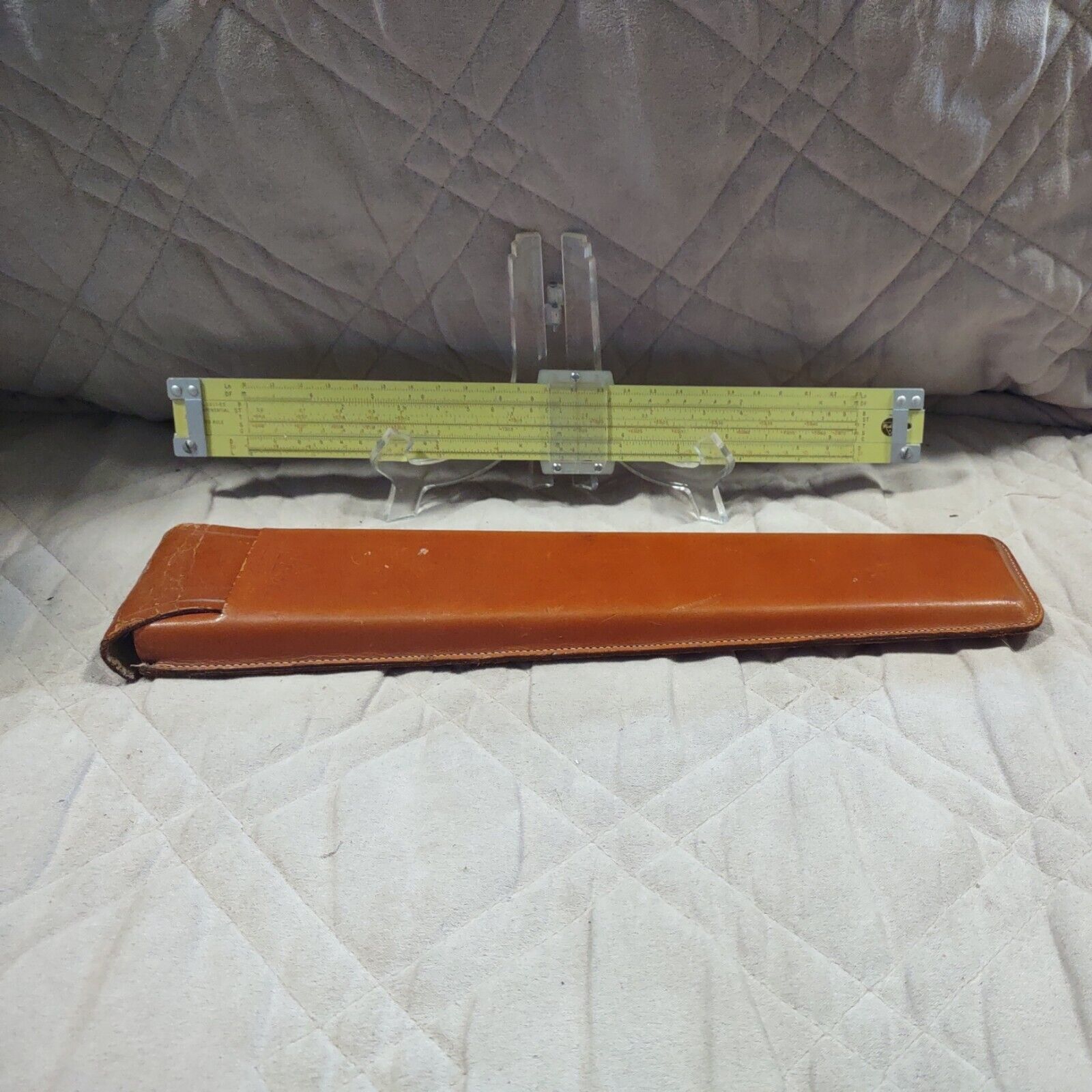 Vintage 1959 Pickett  11011-ES Trig-Exponential Speed Slide Rule Hard Leather