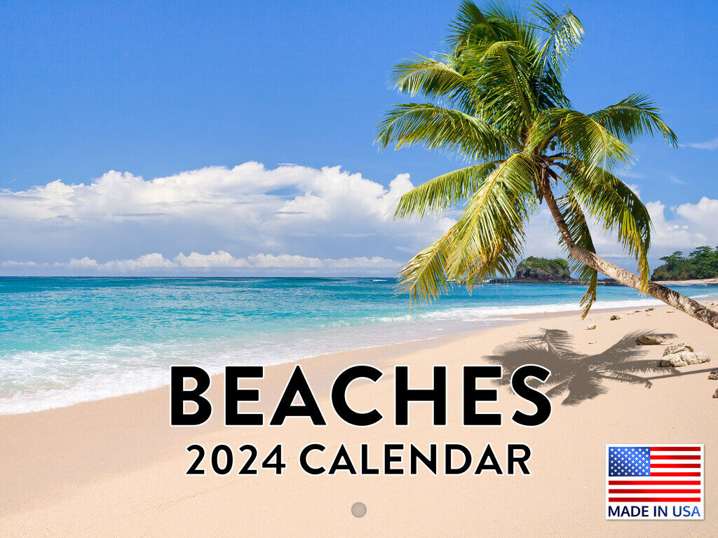 Beach Tropical Beaches Calander Ocean Island 2024 Wall Calendar