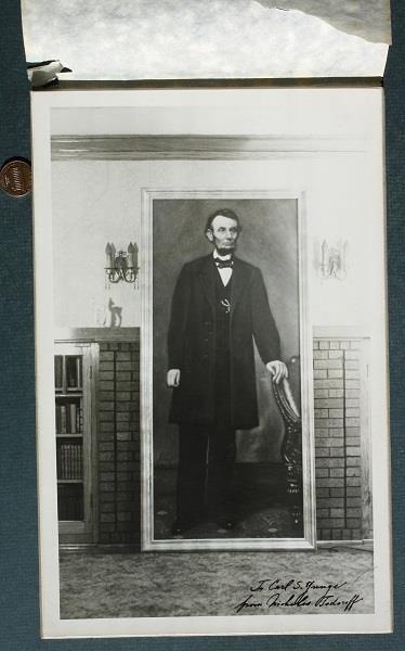 1940s Abraham Lincoln Painting photo signed by artist Nicholas Todoroff RARITY--