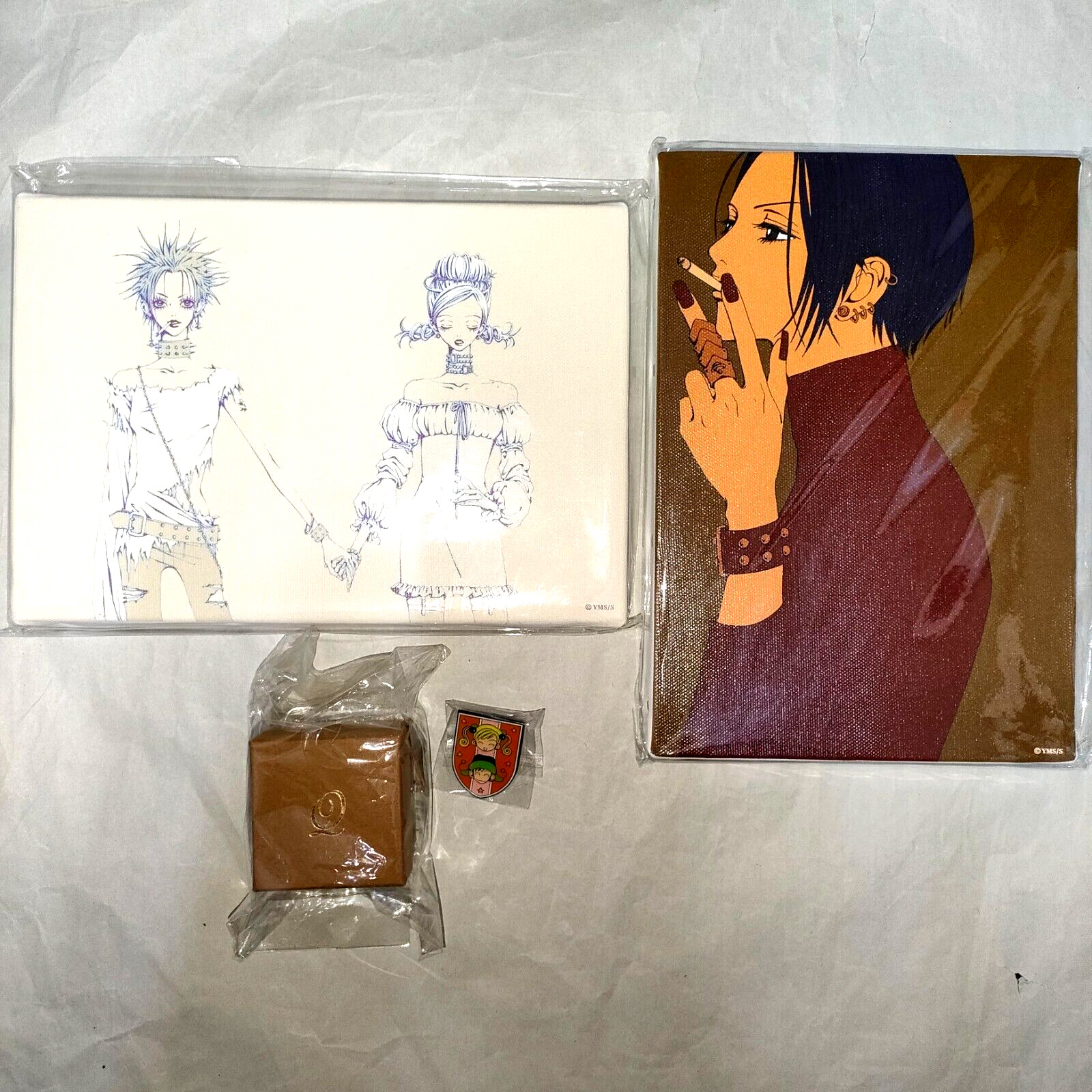 Ai Yazawa Exhibition Official NANA One ear Earring & Art board 2 set & Pin badge