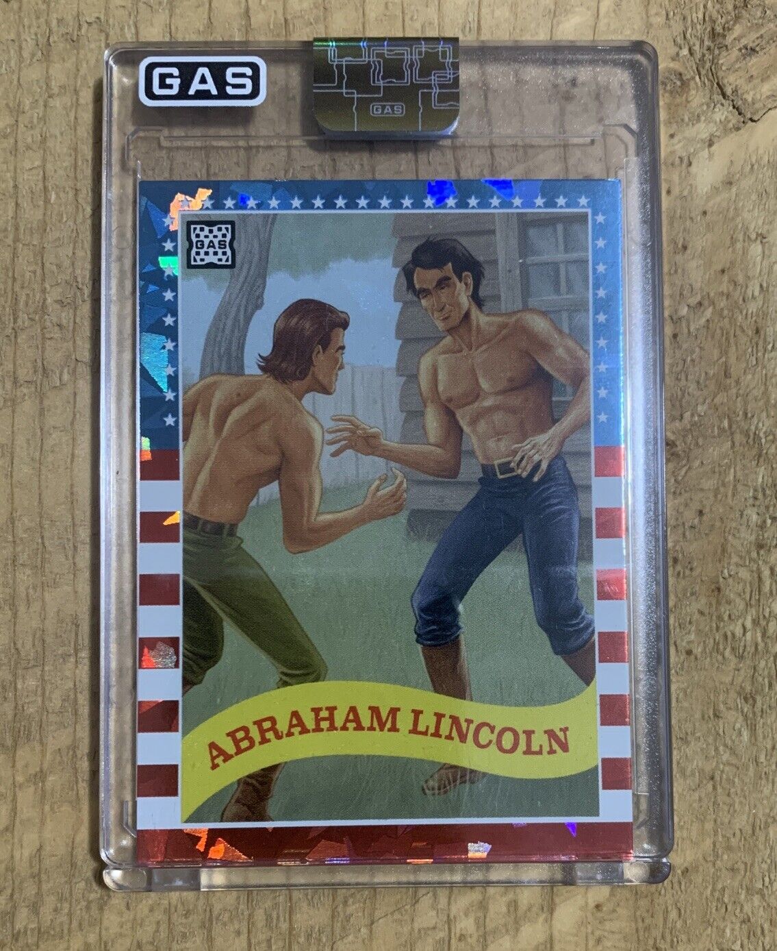 G.A.S. Abraham Lincoln Wrestling Trading Card Cracked Foil #1/50 👀