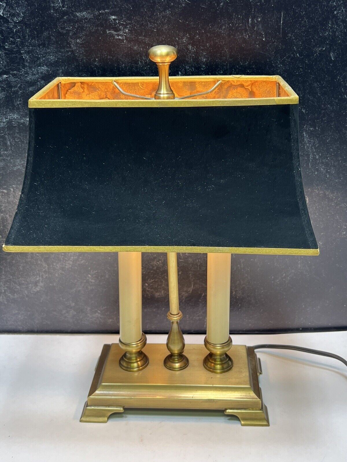 Wildwood Lampholder Bouillotte Two Candle Gold Black Paper Brass Desk Lamp 14\