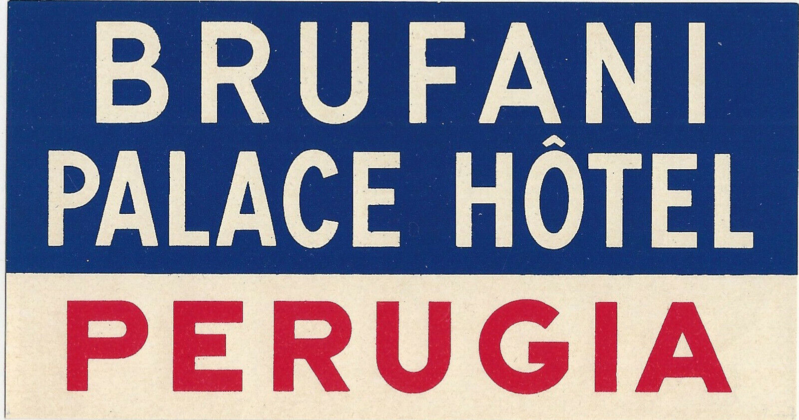 Brufani Palace Hotel, Perugia, Italy, Hotel Baggage Label, Unused
